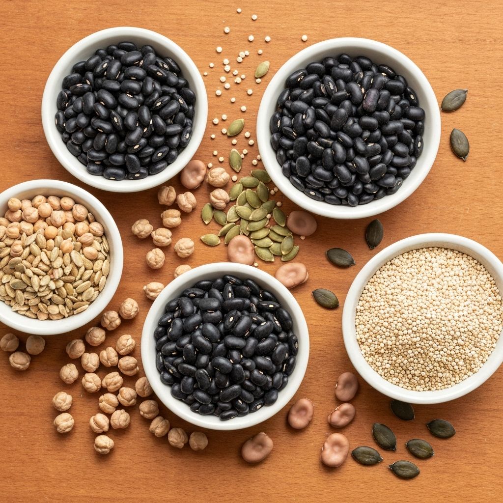 Black beans and quinoa grains